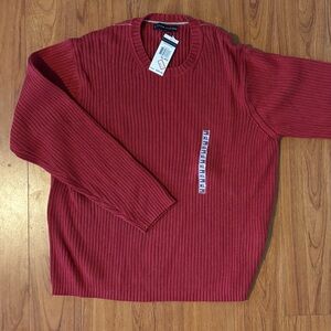 Tommy Hilfiger Red Ribbed Knit Sweater 100% Cotton